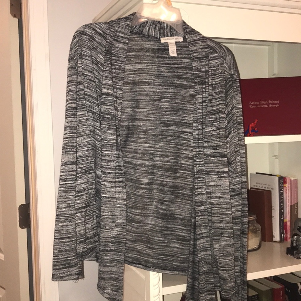 Black and white striped cardigan